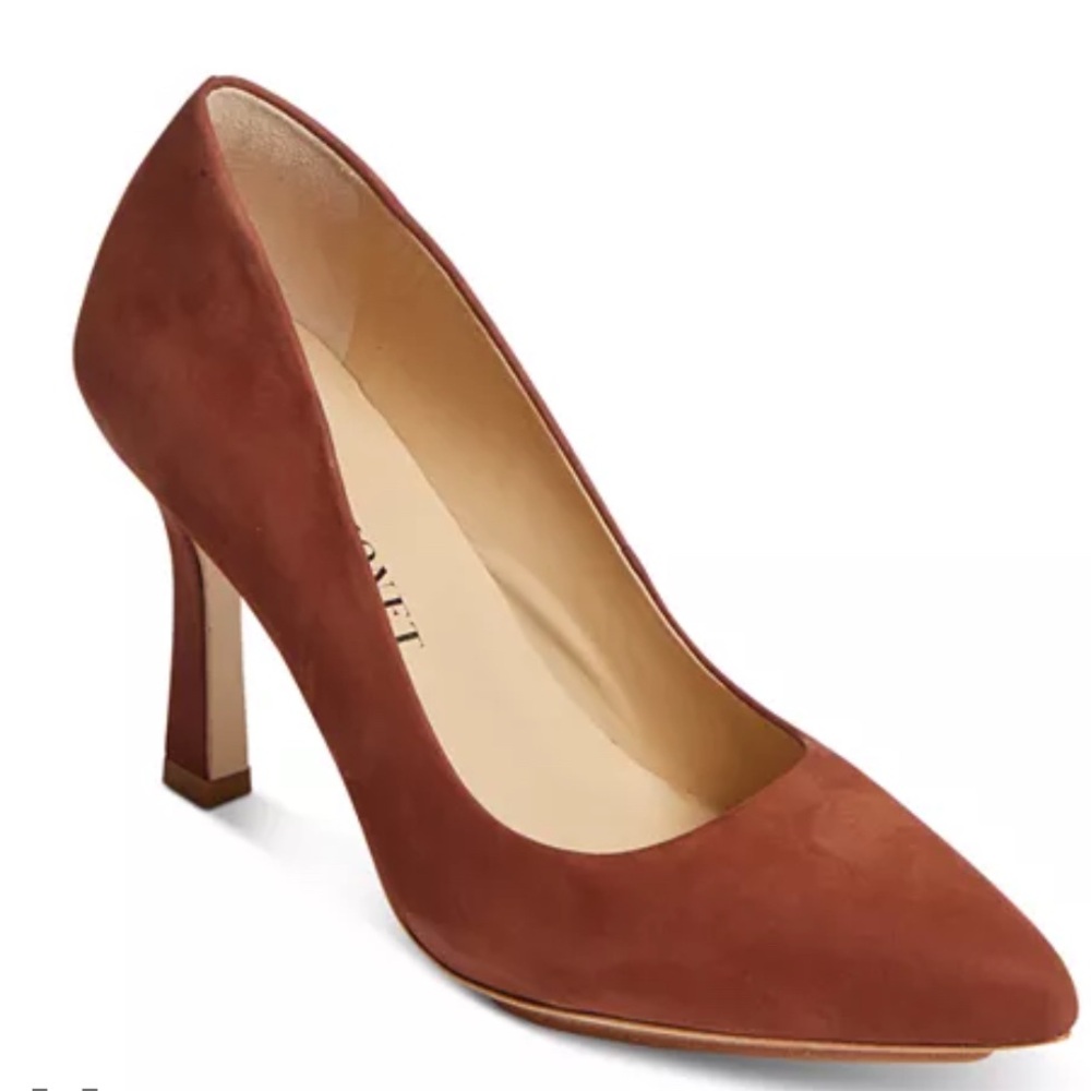 Salone Monet Womens Anita Bank Pointed Heel Size 6.5 Brown Satin Smooth Pumps